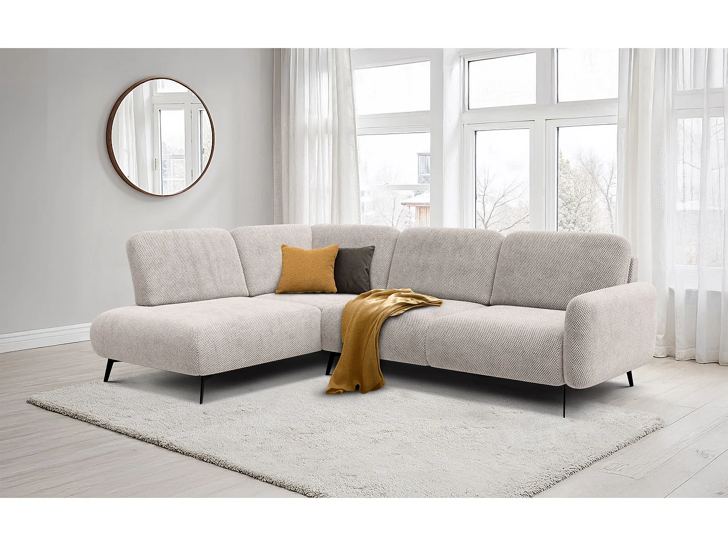 5-Sitzer-Ecksofa links FEBE, beige