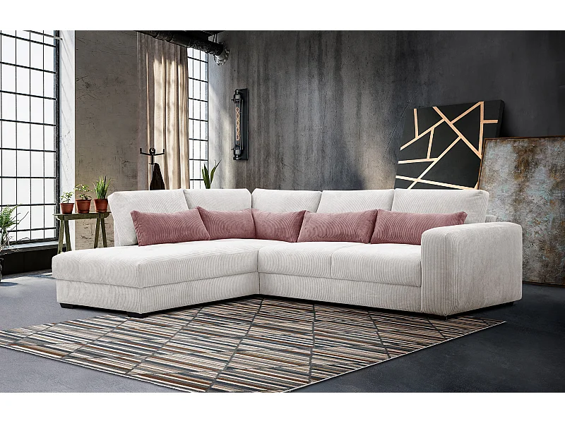 CANAPE D'ANGLE OLI 4 places, blanc perle