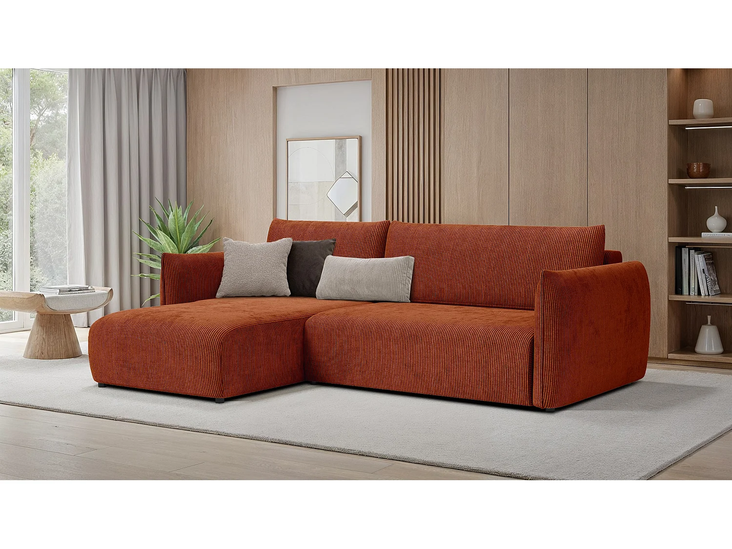 TAUER Ecksofa 3-Sitzer rechts, orange