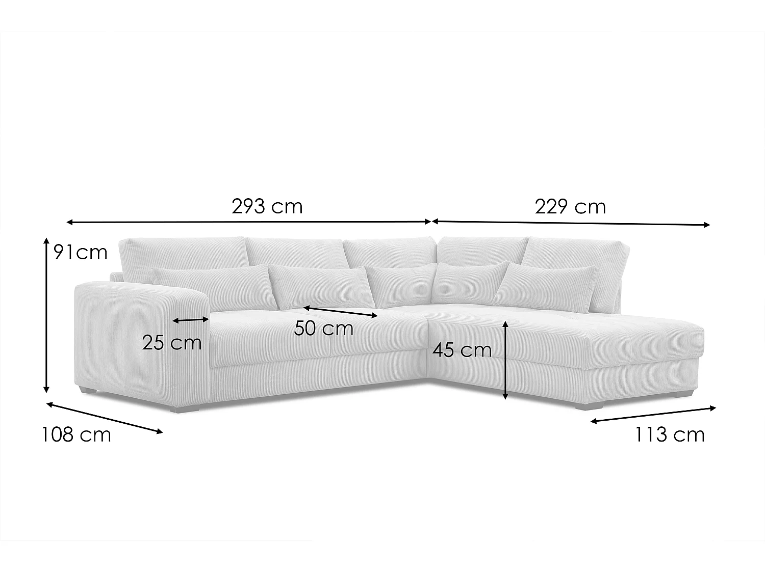 CANAPE D'ANGLE OLI 4 places, gris foncé