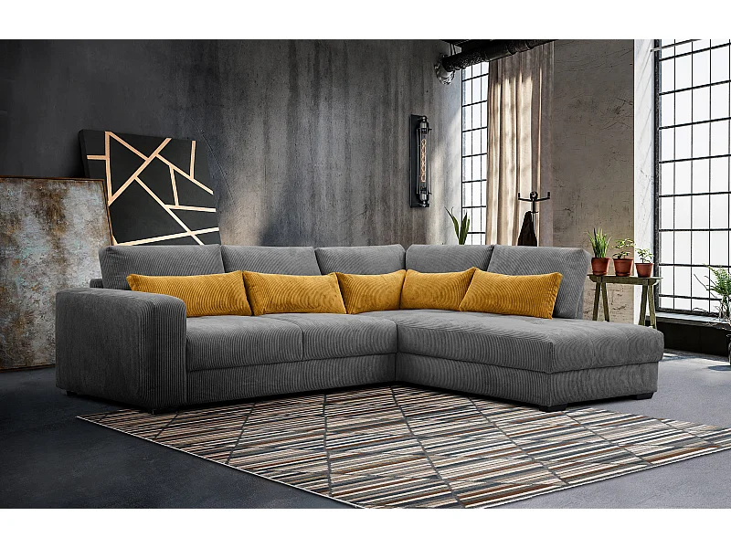 CANAPE D'ANGLE OLI 4 places, gris foncé