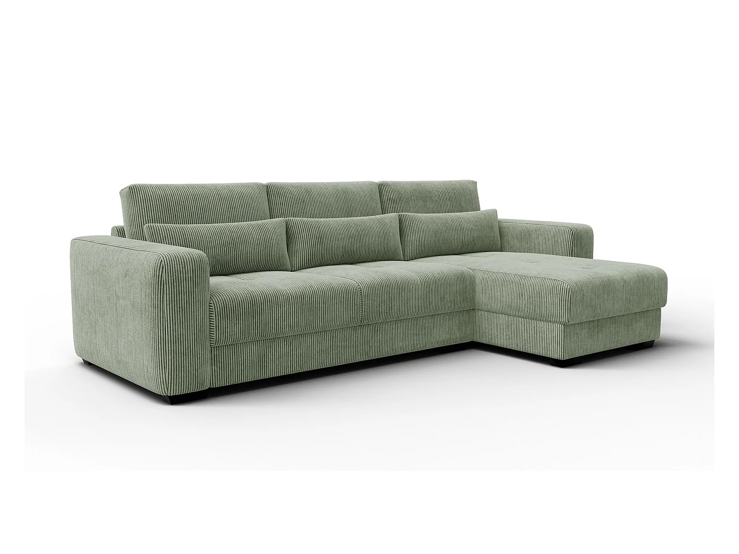 CANAPÉ D'ANGLE OLI 4 places, tissu sauge