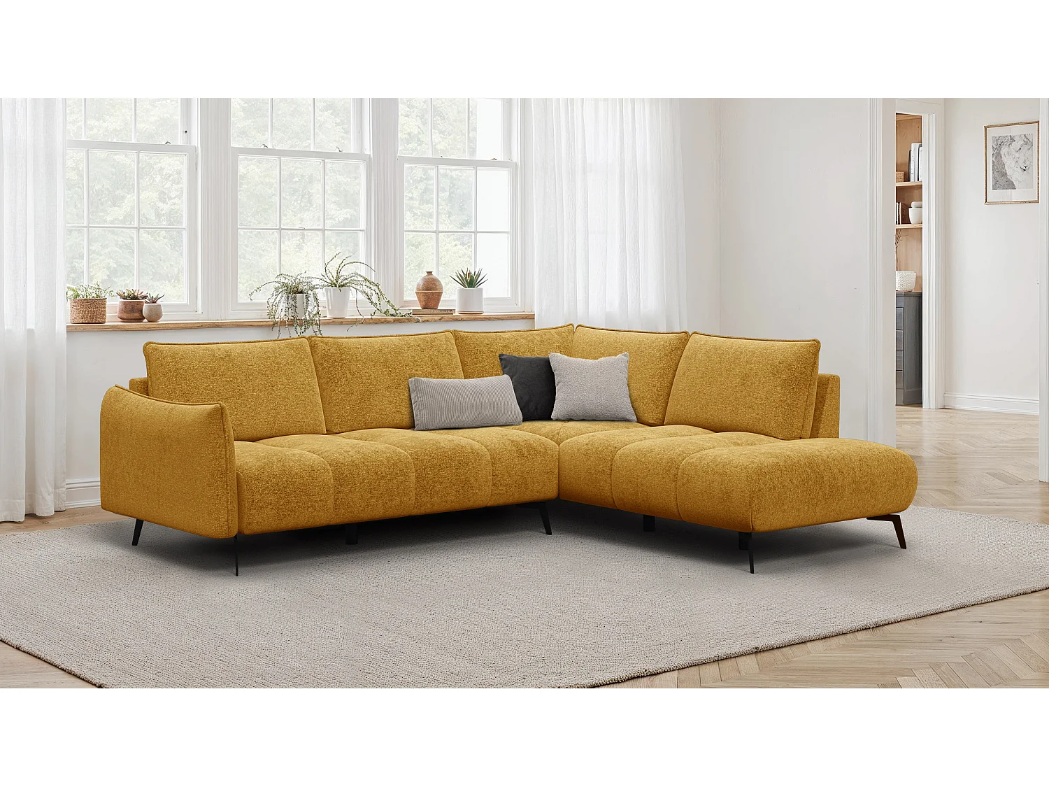 Ecksofa 5-Sitzer links AERA, gelb