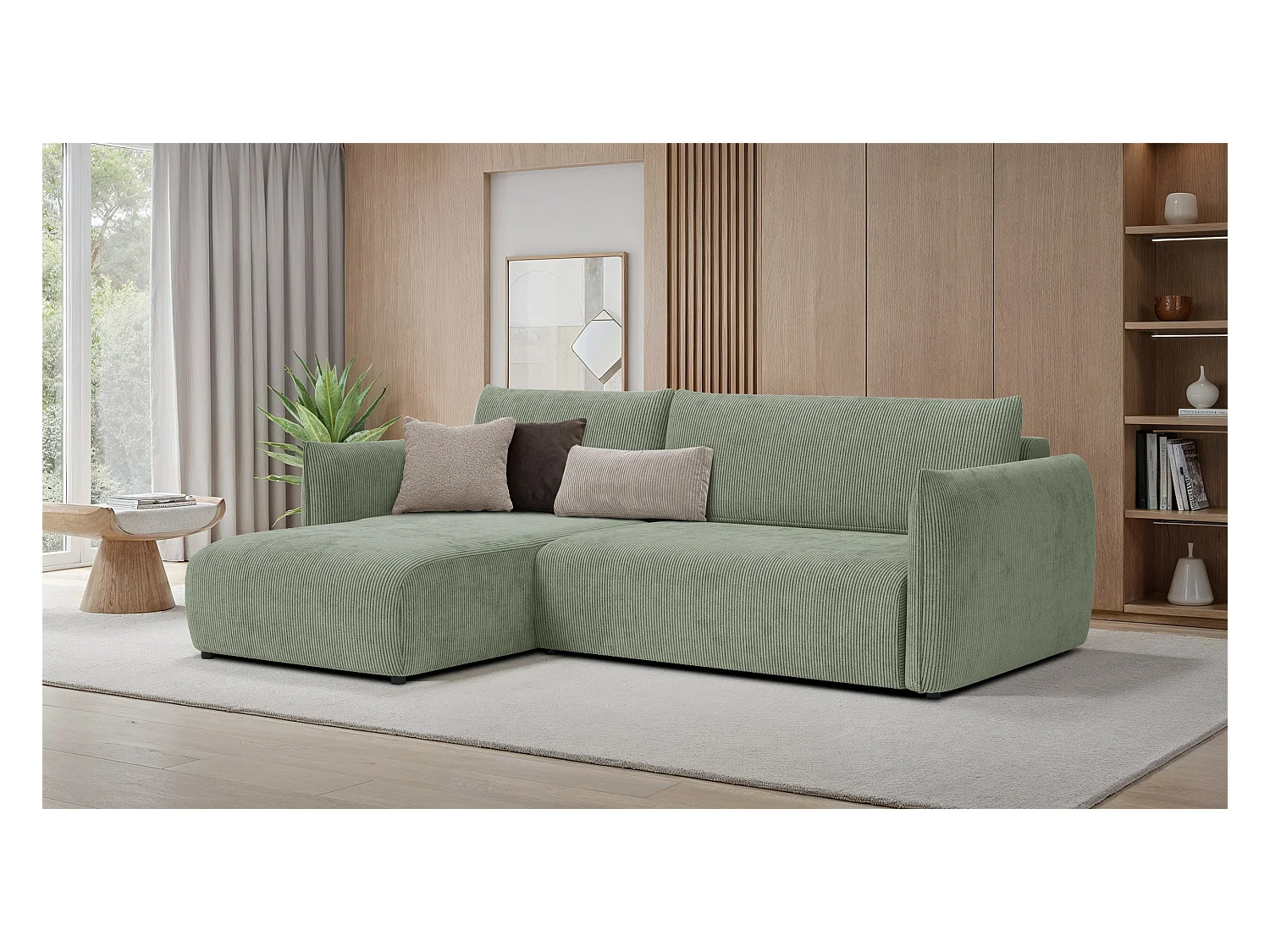 CANAPE D'ANGLE TAUER 3 places, sauge