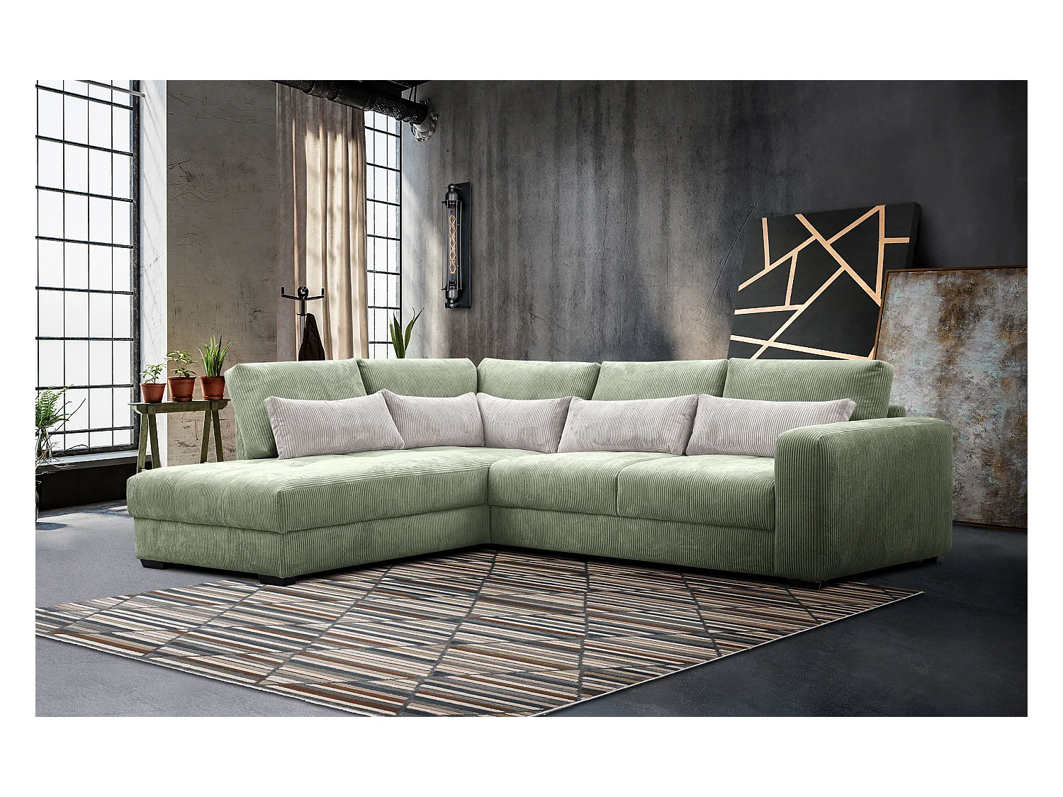 CANAPE D'ANGLE OLI 4 places, sauge