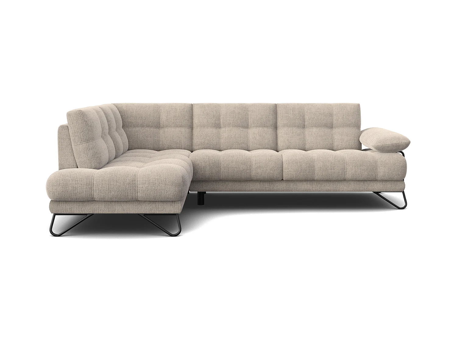 CANAPÉ D'ANGLE BUBBARA 5 places, tissu beige