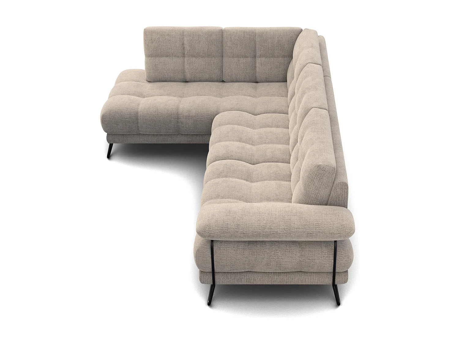 CANAPÉ D'ANGLE BUBBARA 5 places, tissu beige