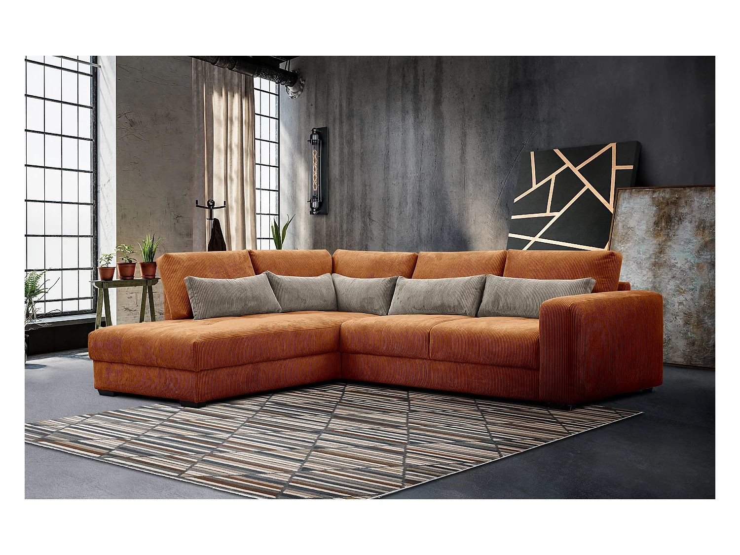 CANAPE D'ANGLE OLI 4 places, orange