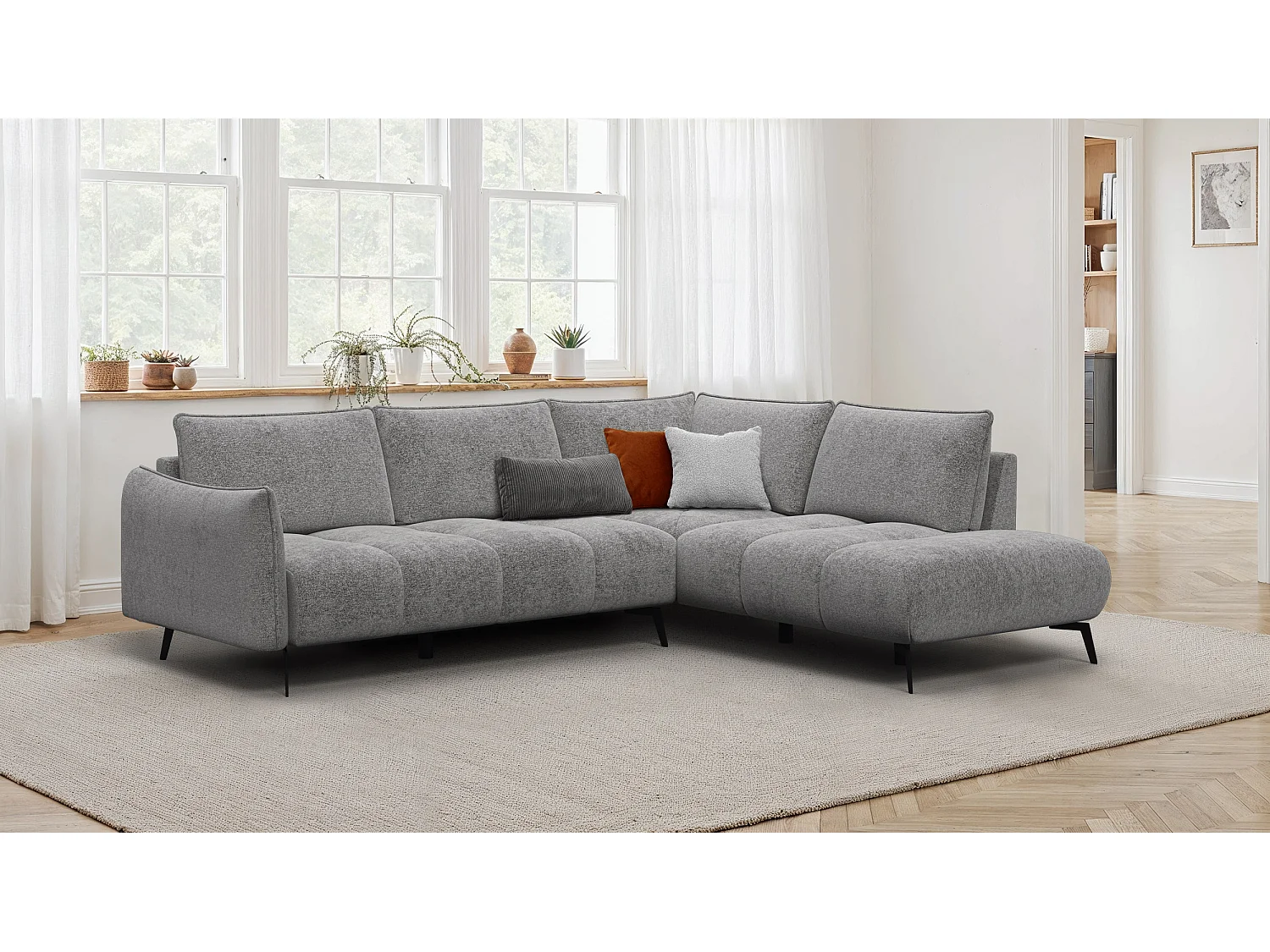 Ecksofa 5-Sitzer rechts AERA, platingrau