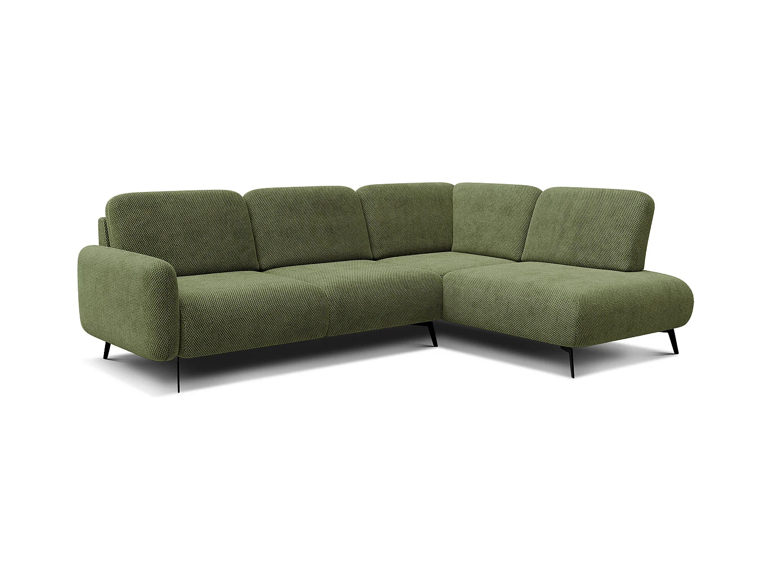 CANAPÉ D'ANGLE FEBE 5 places, tissu olive