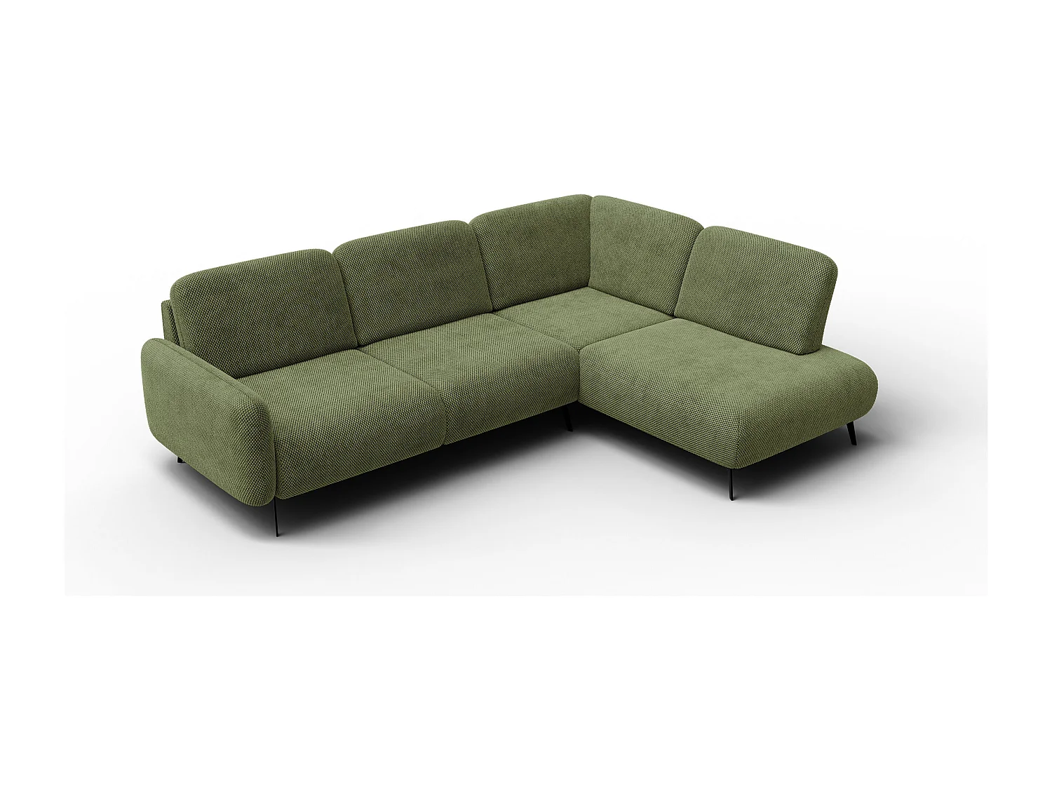 CANAPÉ D'ANGLE FEBE 5 places, tissu olive