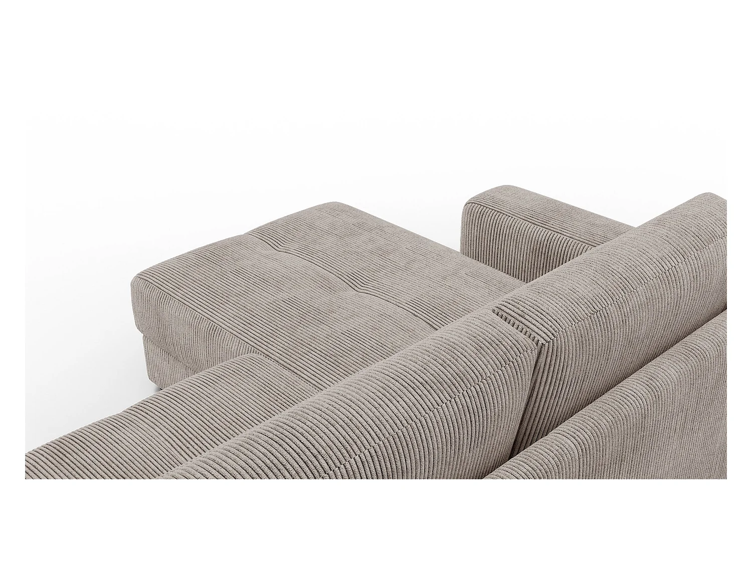 CANAPÉ D'ANGLE OLI 4 places, tissu taupe