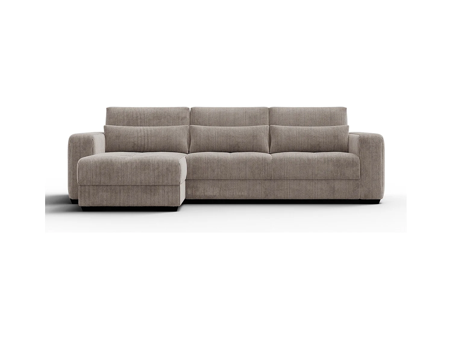 CANAPÉ D'ANGLE OLI 4 places, tissu taupe