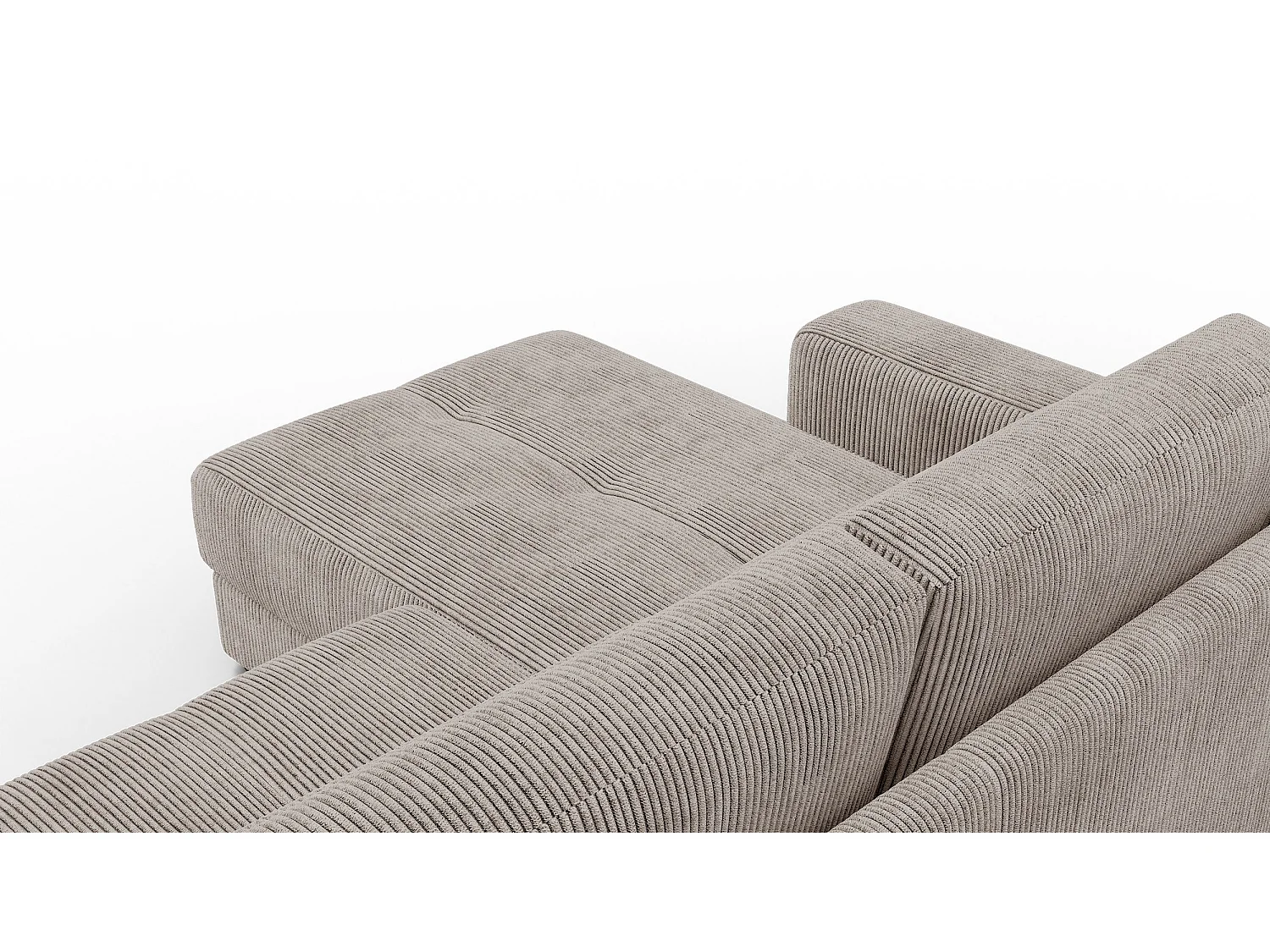 CANAPÉ D'ANGLE OLI 4 places, tissu taupe