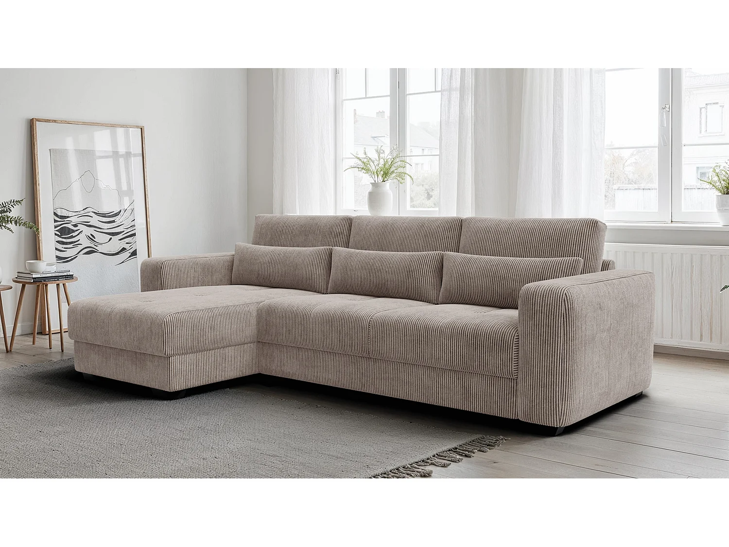 Ecksofa 4-Sitzer links OLI, taupe
