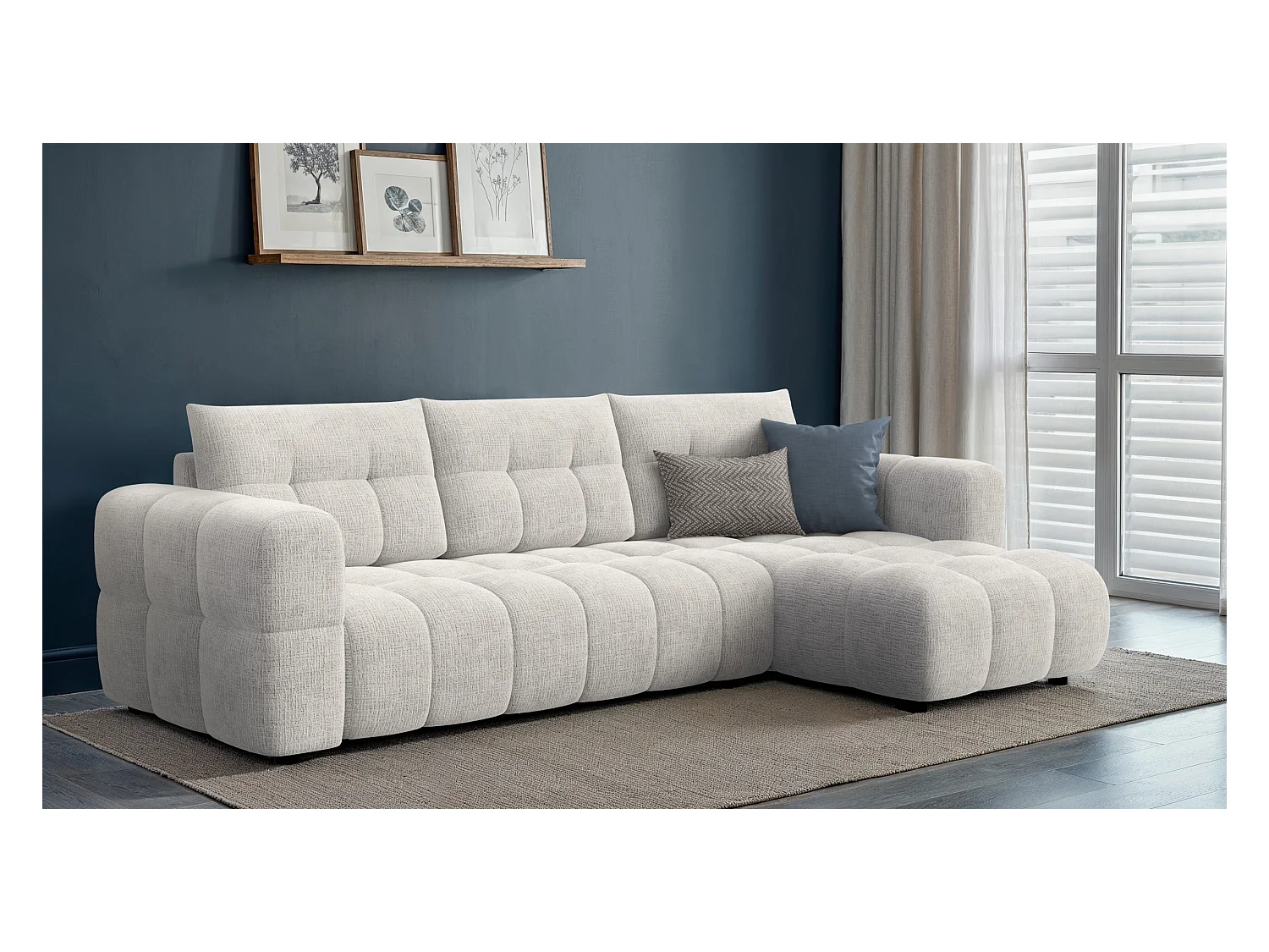 CANAPE D'ANGLE CLOUDI 4 places, crémeux