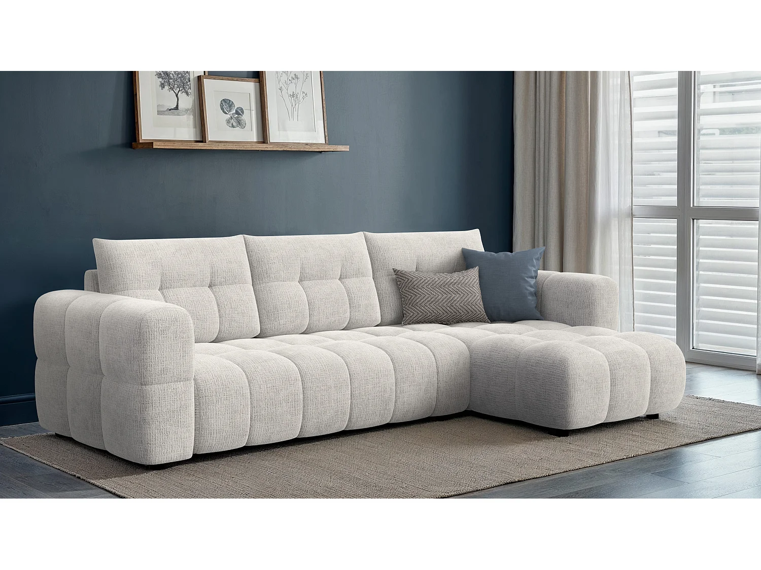 CLOUDI Ecksofa 4-Sitzer rechts, creme