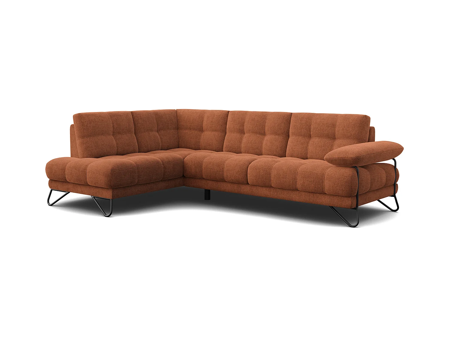CANAPÉ D'ANGLE BUBBARA 5 places, tissu orange