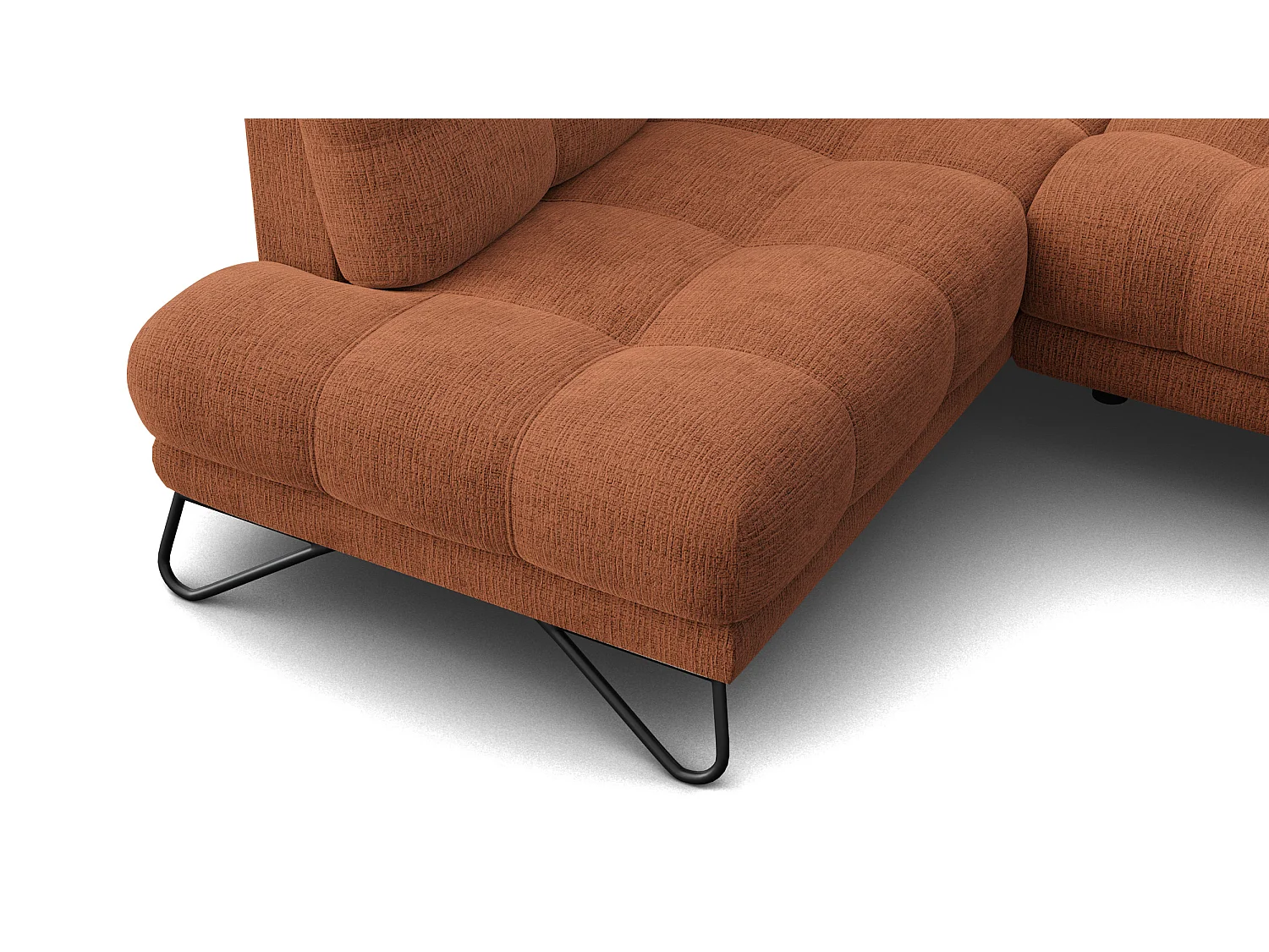 CANAPÉ D'ANGLE BUBBARA 5 places, tissu orange