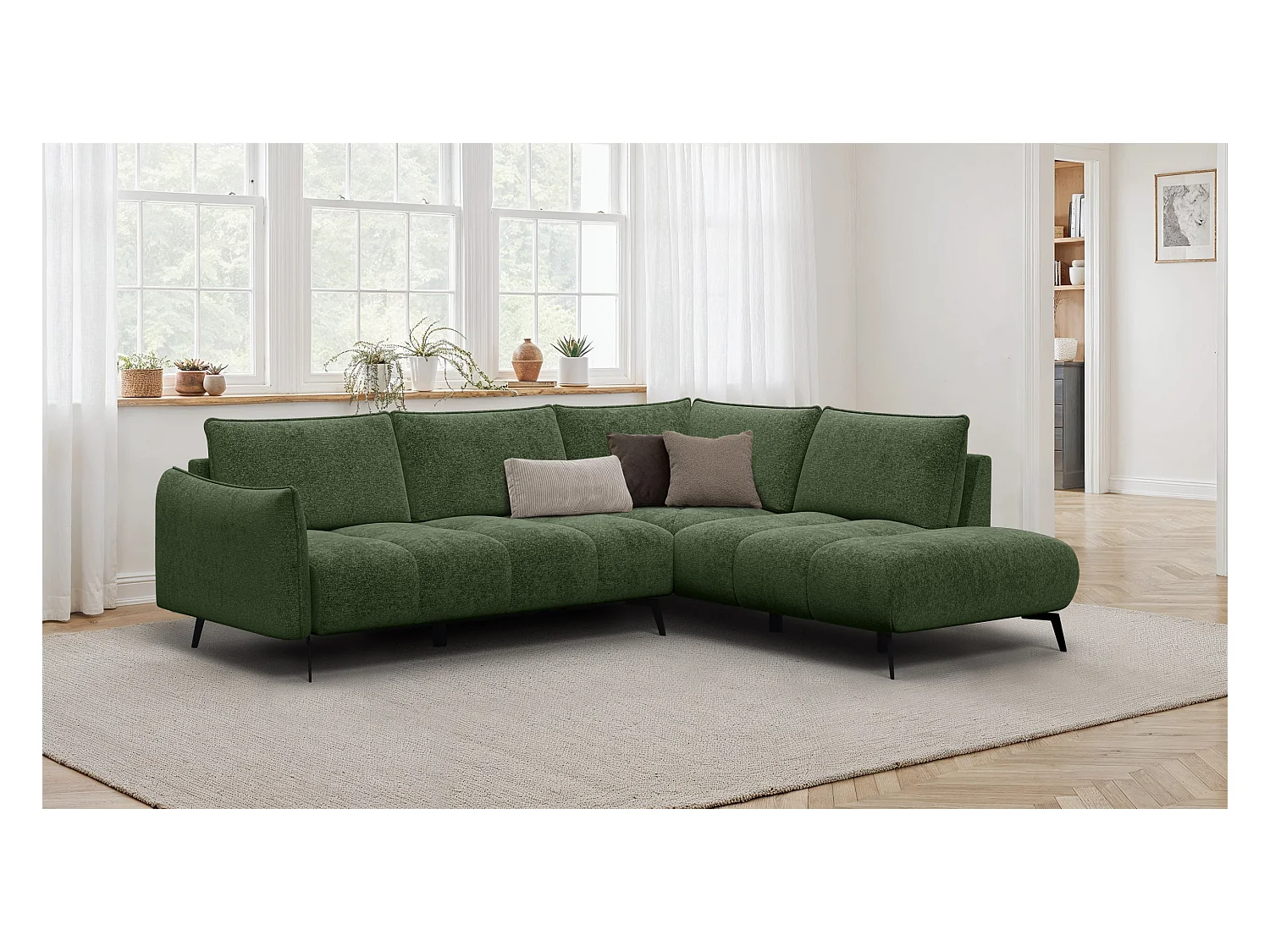 CANAPE D'ANGLE AERA 5 places, vert