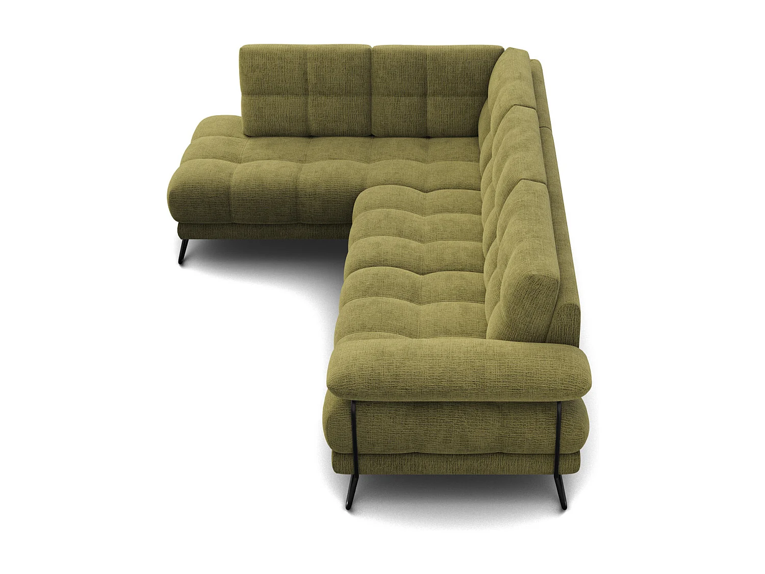 CANAPÉ D'ANGLE BUBBARA 5 places, tissu vert olive