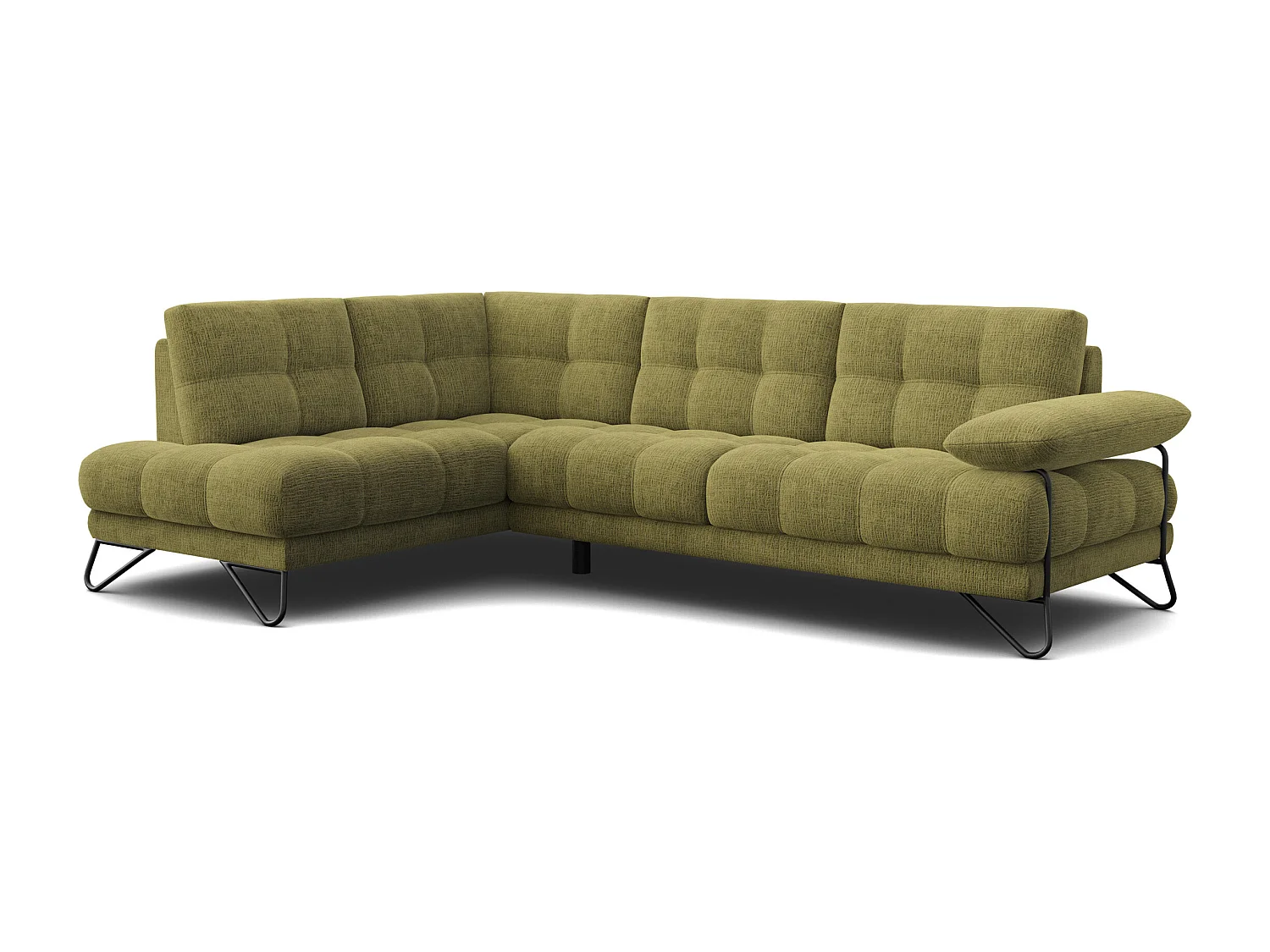 BUBBARA Ecksofa 5-Sitzer links, olivgrün