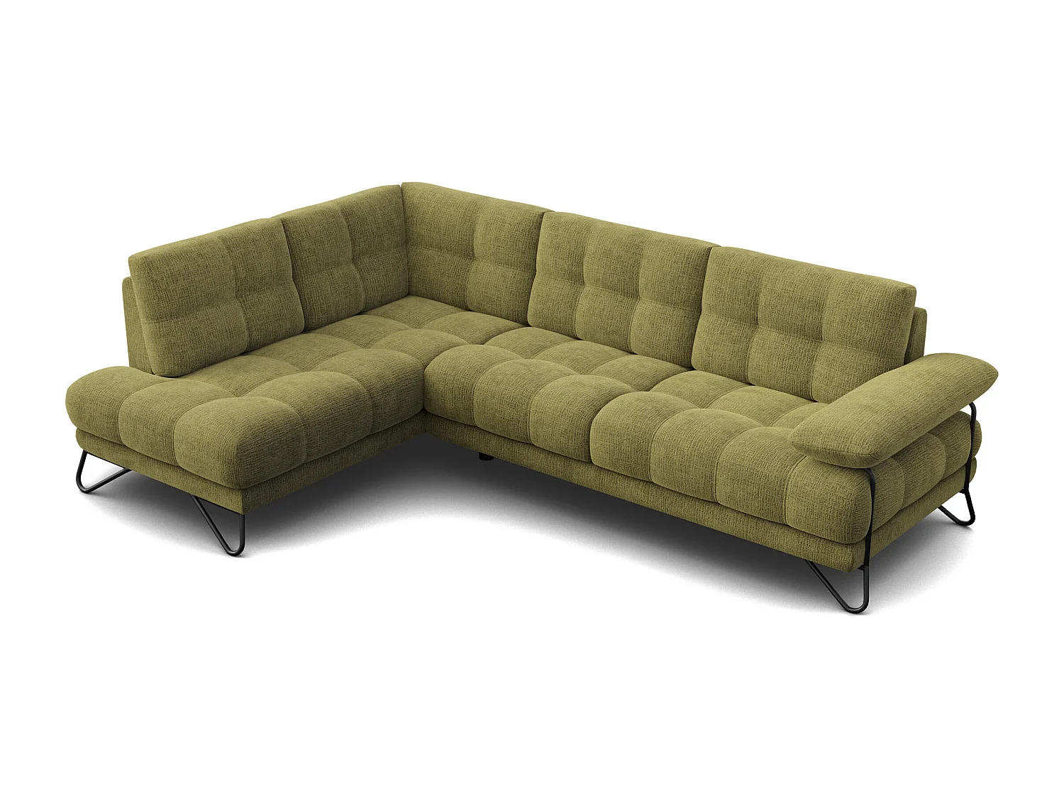 BUBBARA Ecksofa 5-Sitzer links, olivgrün