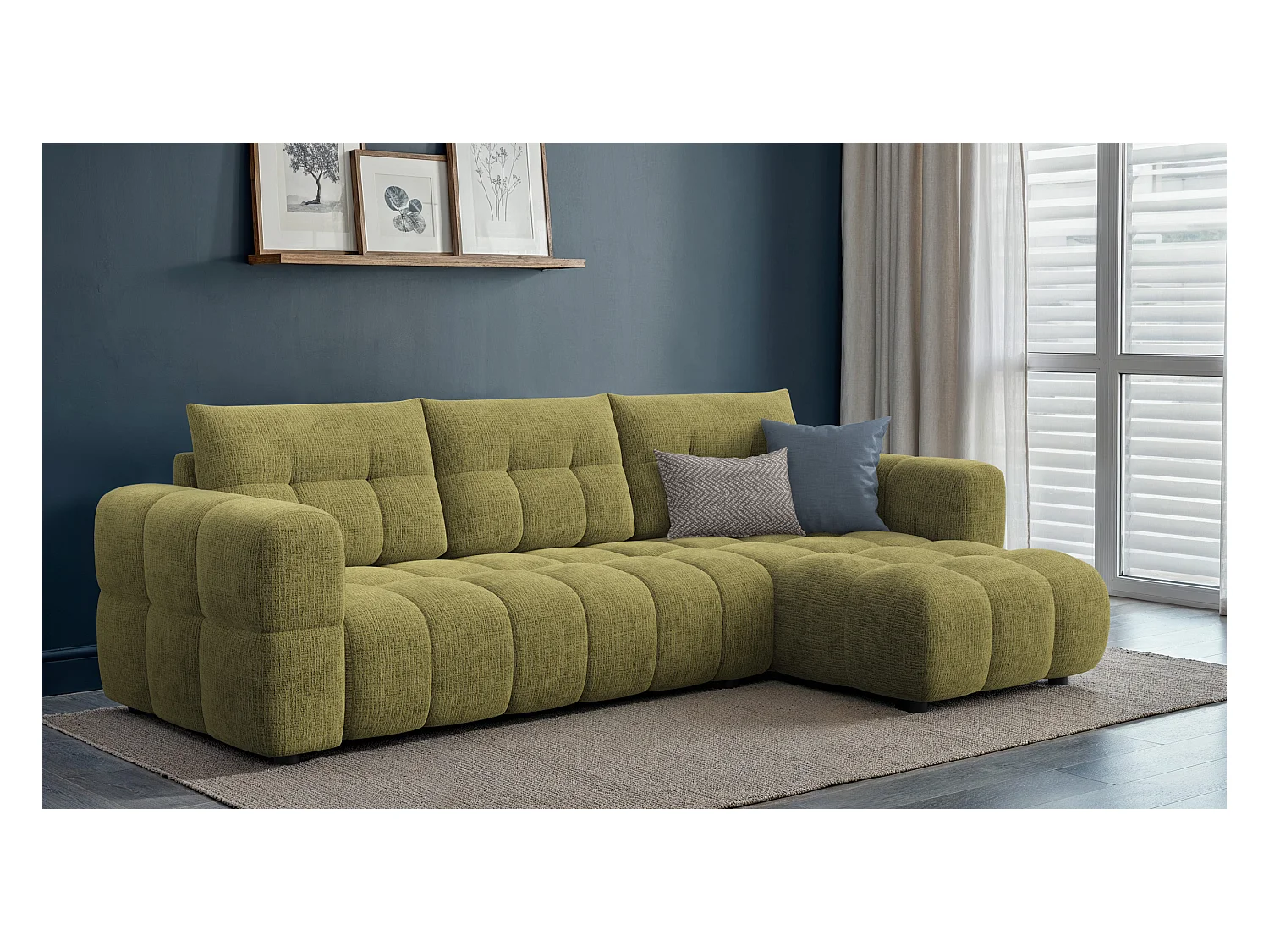 CANAPE D'ANGLE CLOUDI 4 places, vert olive