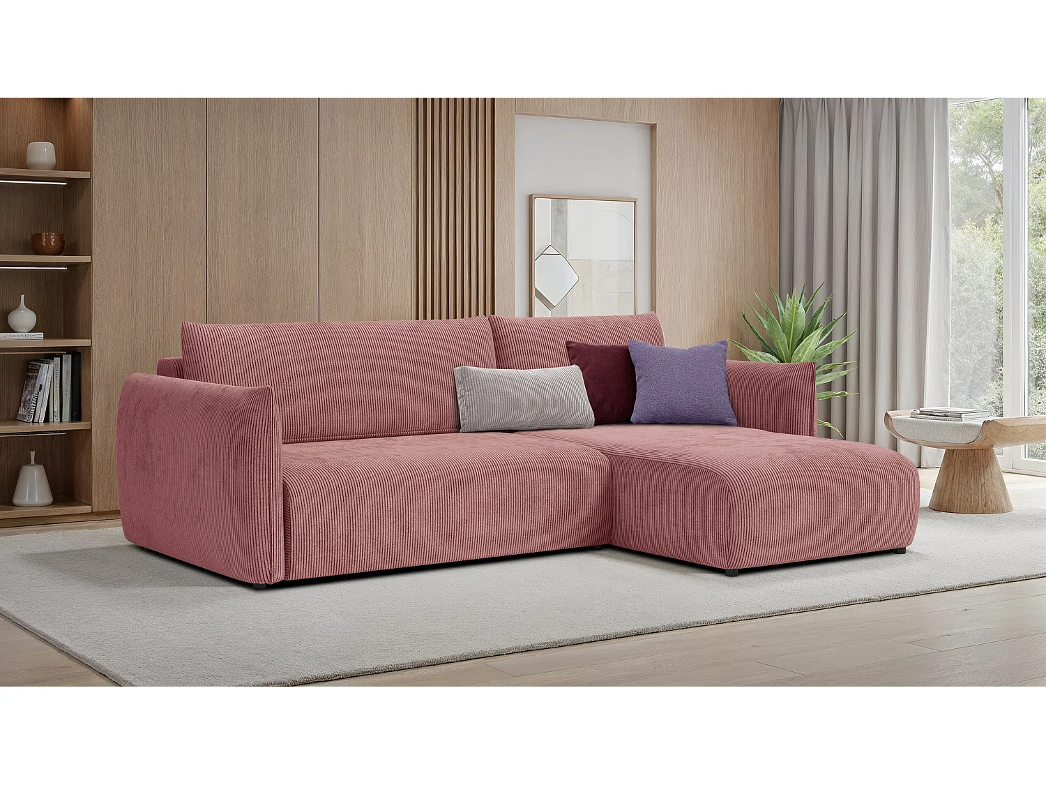 TAUER Ecksofa 3-Sitzer links, altrosa