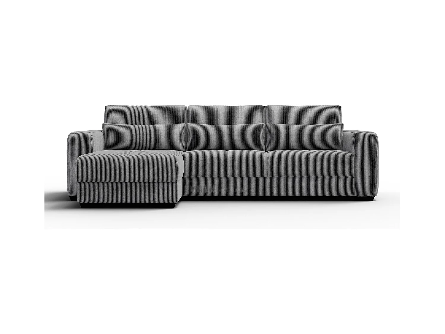 CANAPÉ D'ANGLE OLI 4 places, tissu gris foncé