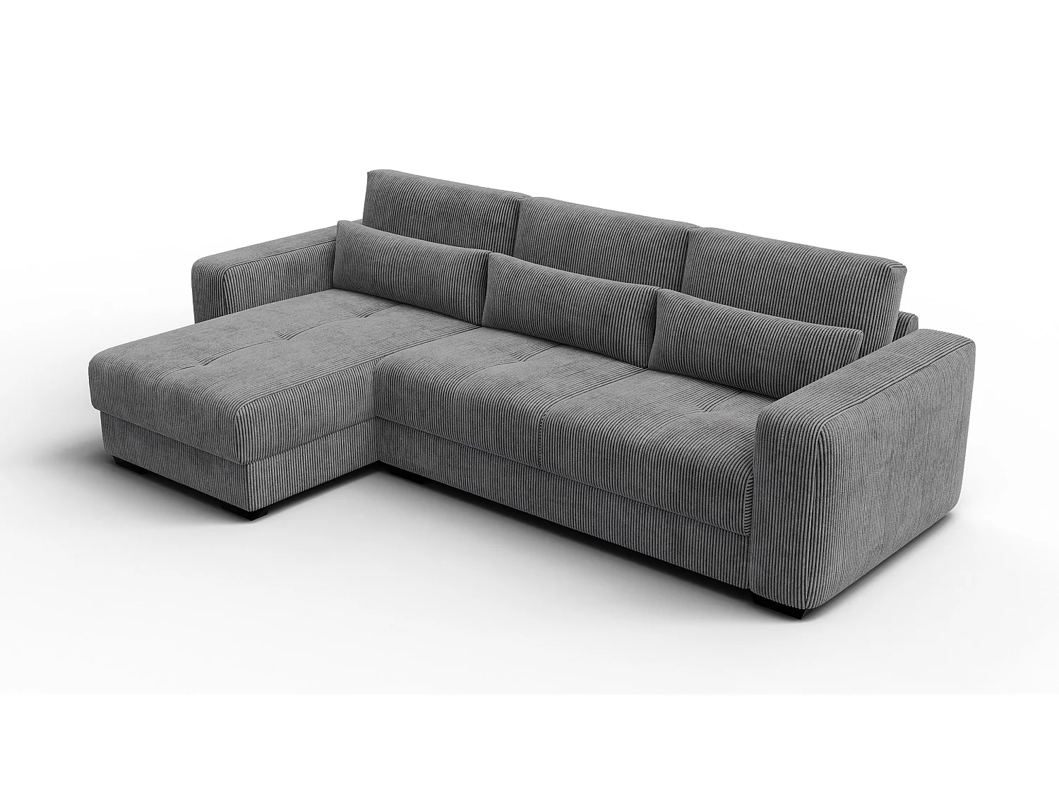 CANAPÉ D'ANGLE OLI 4 places, tissu gris foncé