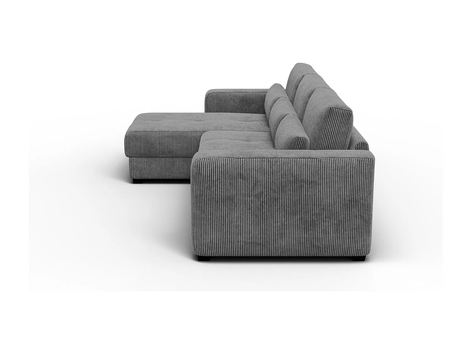 CANAPÉ D'ANGLE OLI 4 places, tissu gris foncé