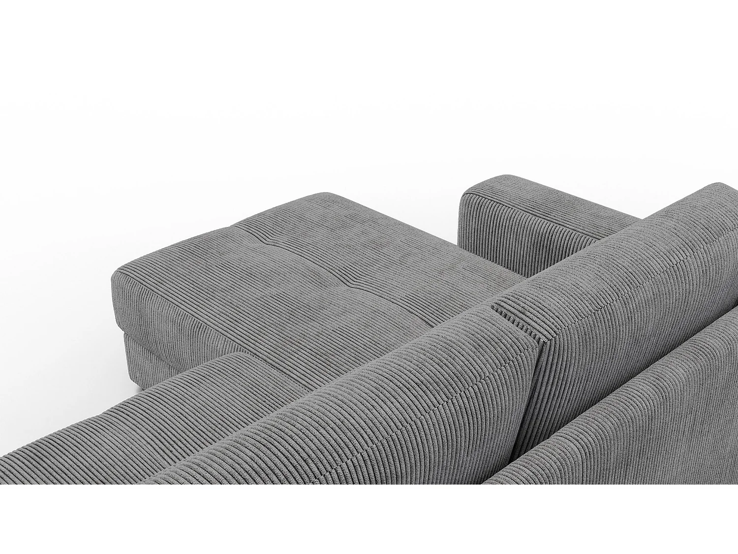 CANAPÉ D'ANGLE OLI 4 places, tissu gris foncé