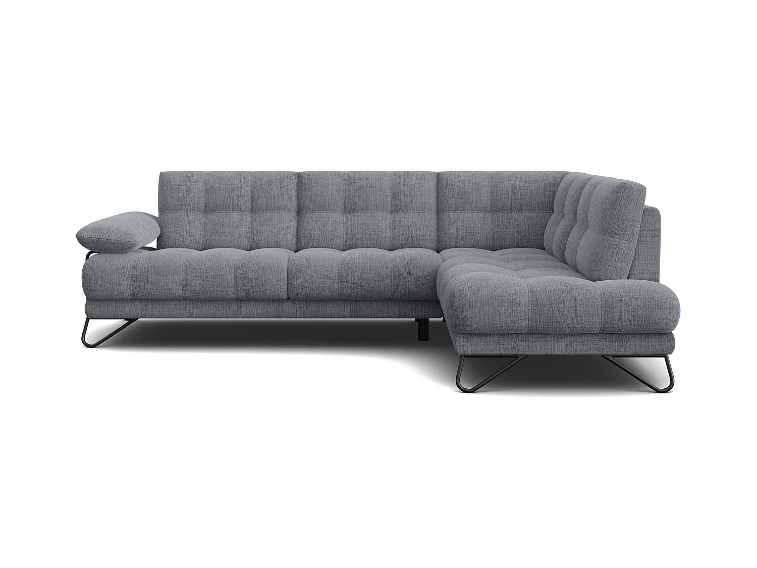 CANAPÉ D'ANGLE BUBBARA 5 places, tissu gris foncé