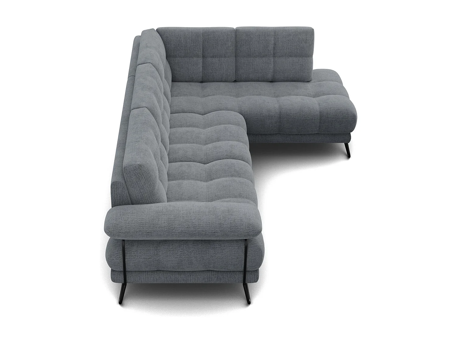 CANAPÉ D'ANGLE BUBBARA 5 places, tissu gris foncé