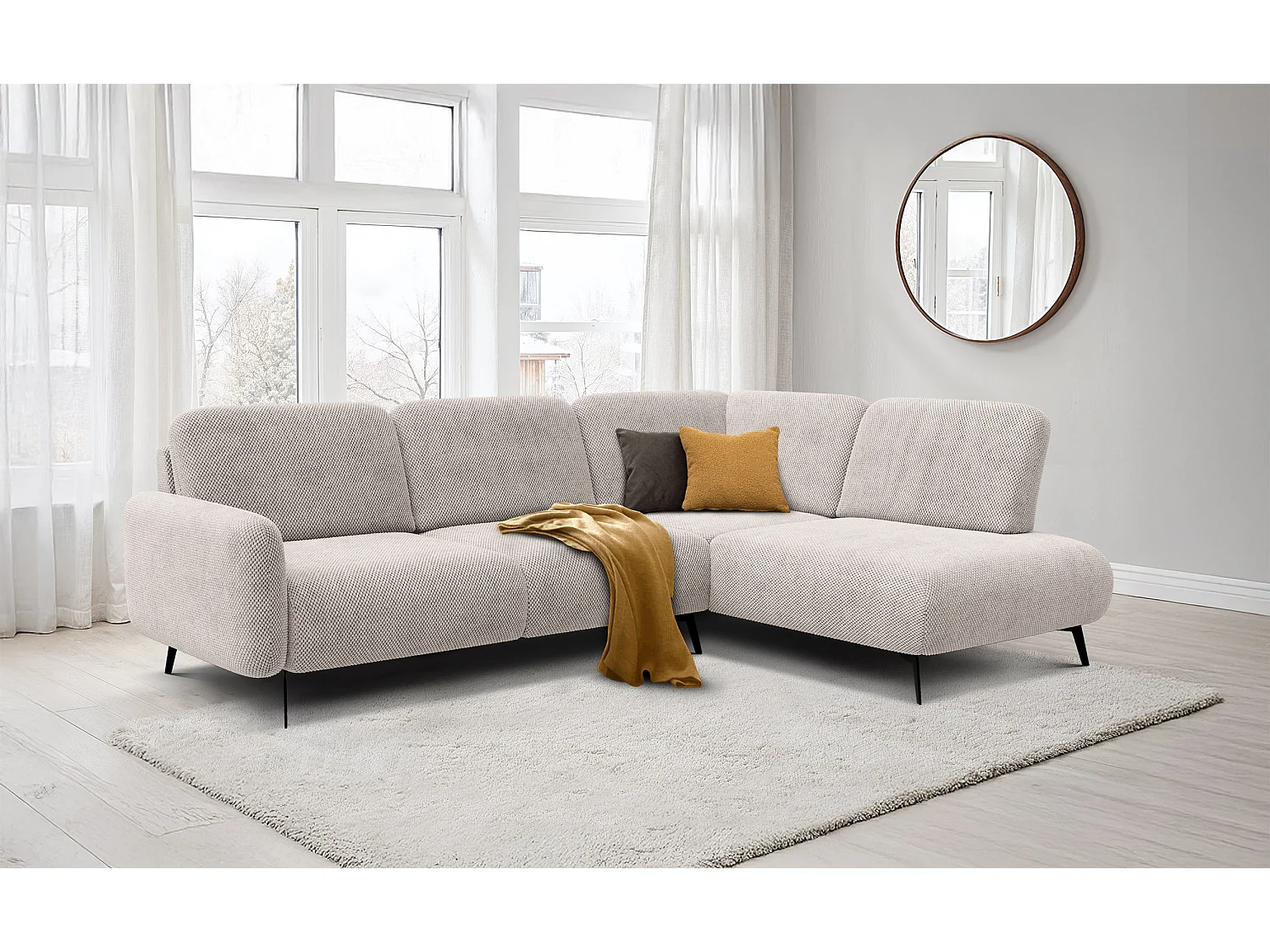5-Sitzer-Ecksofa rechts FEBE, beige