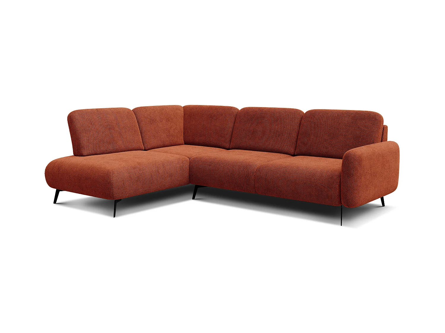 CANAPÉ D'ANGLE FEBE 5 places, tissu orange foncé