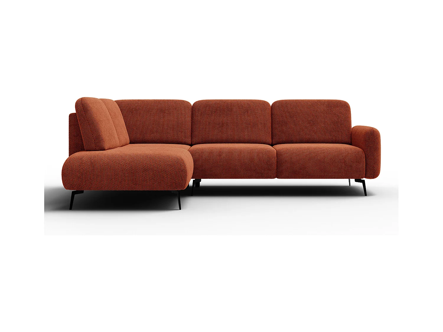 CANAPÉ D'ANGLE FEBE 5 places, tissu orange foncé