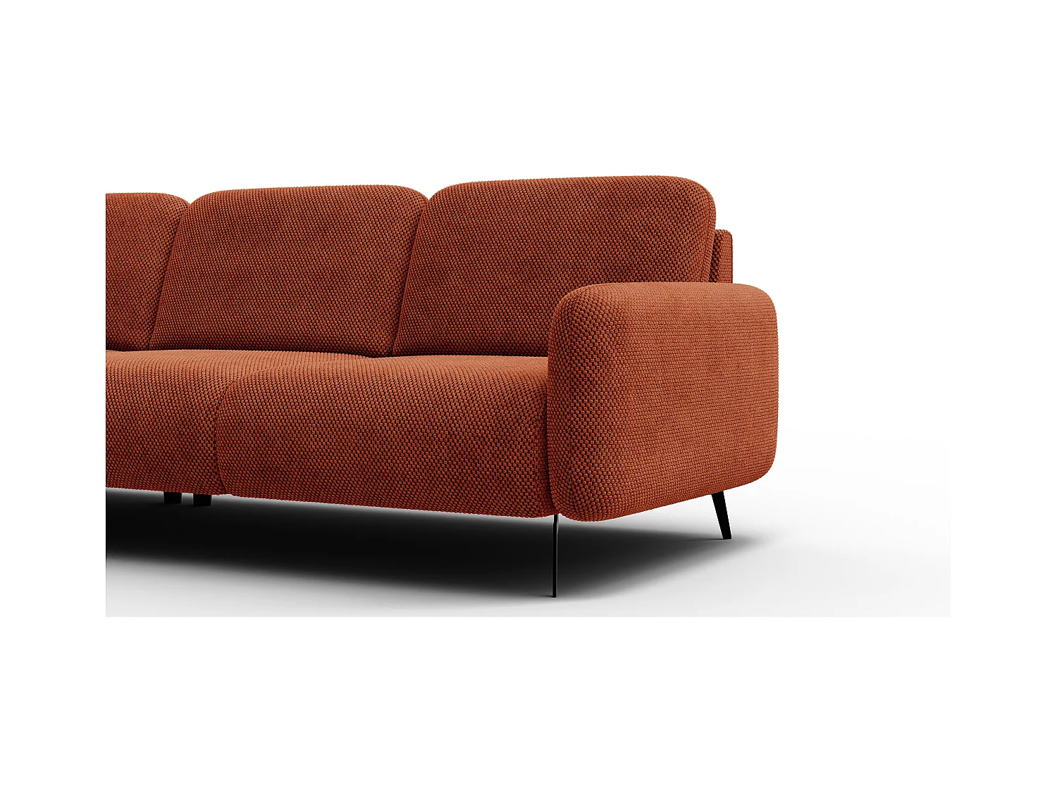 CANAPÉ D'ANGLE FEBE 5 places, tissu orange foncé