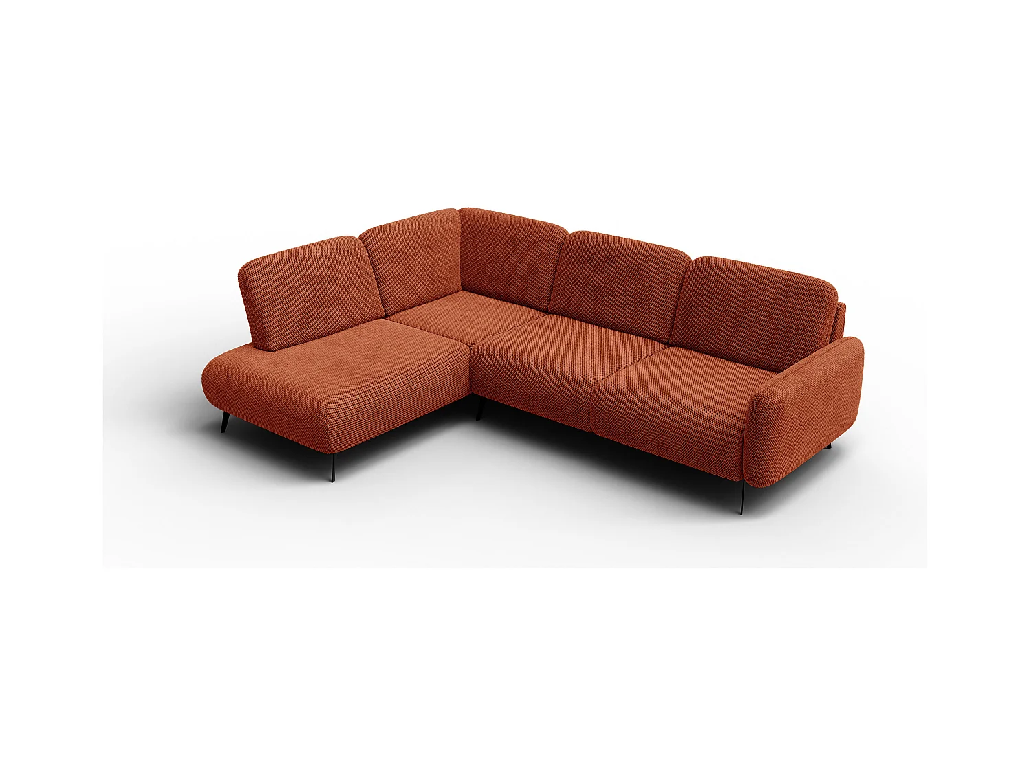 CANAPÉ D'ANGLE FEBE 5 places, tissu orange foncé