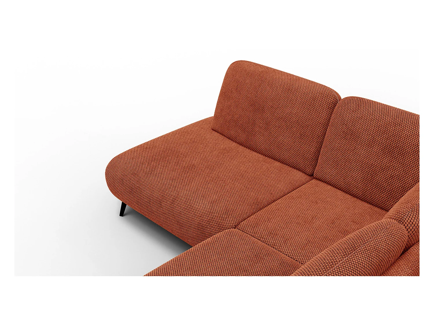 CANAPÉ D'ANGLE FEBE 5 places, tissu orange foncé