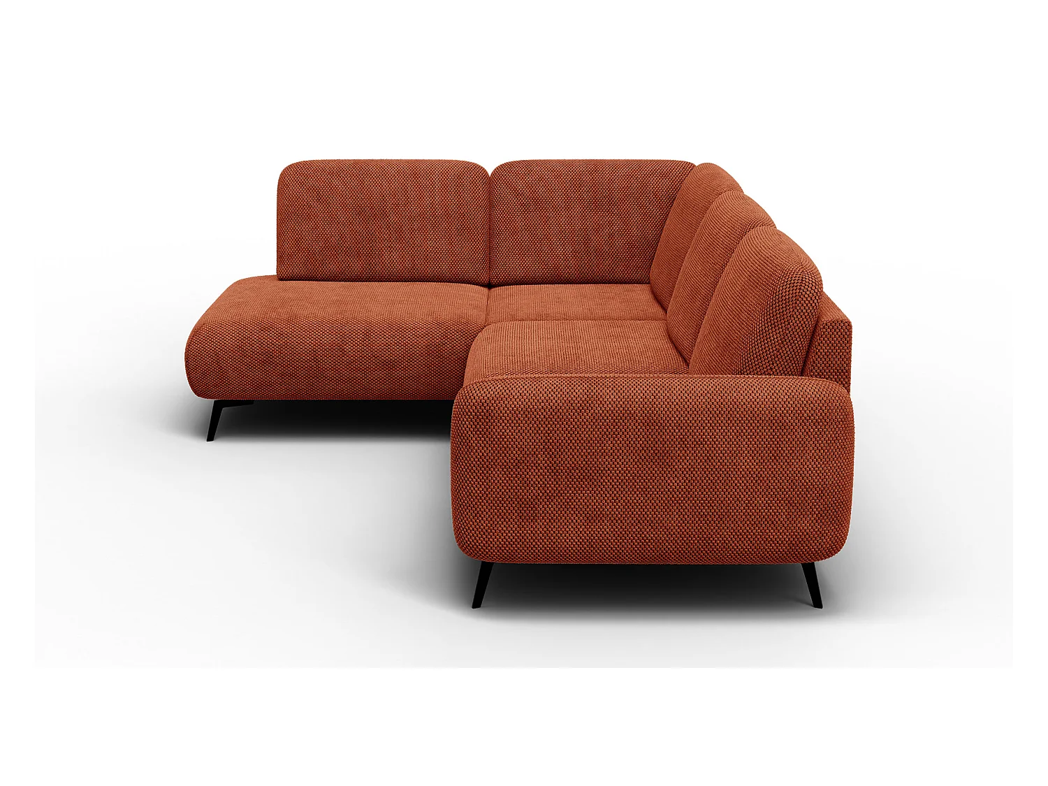 CANAPÉ D'ANGLE FEBE 5 places, tissu orange foncé