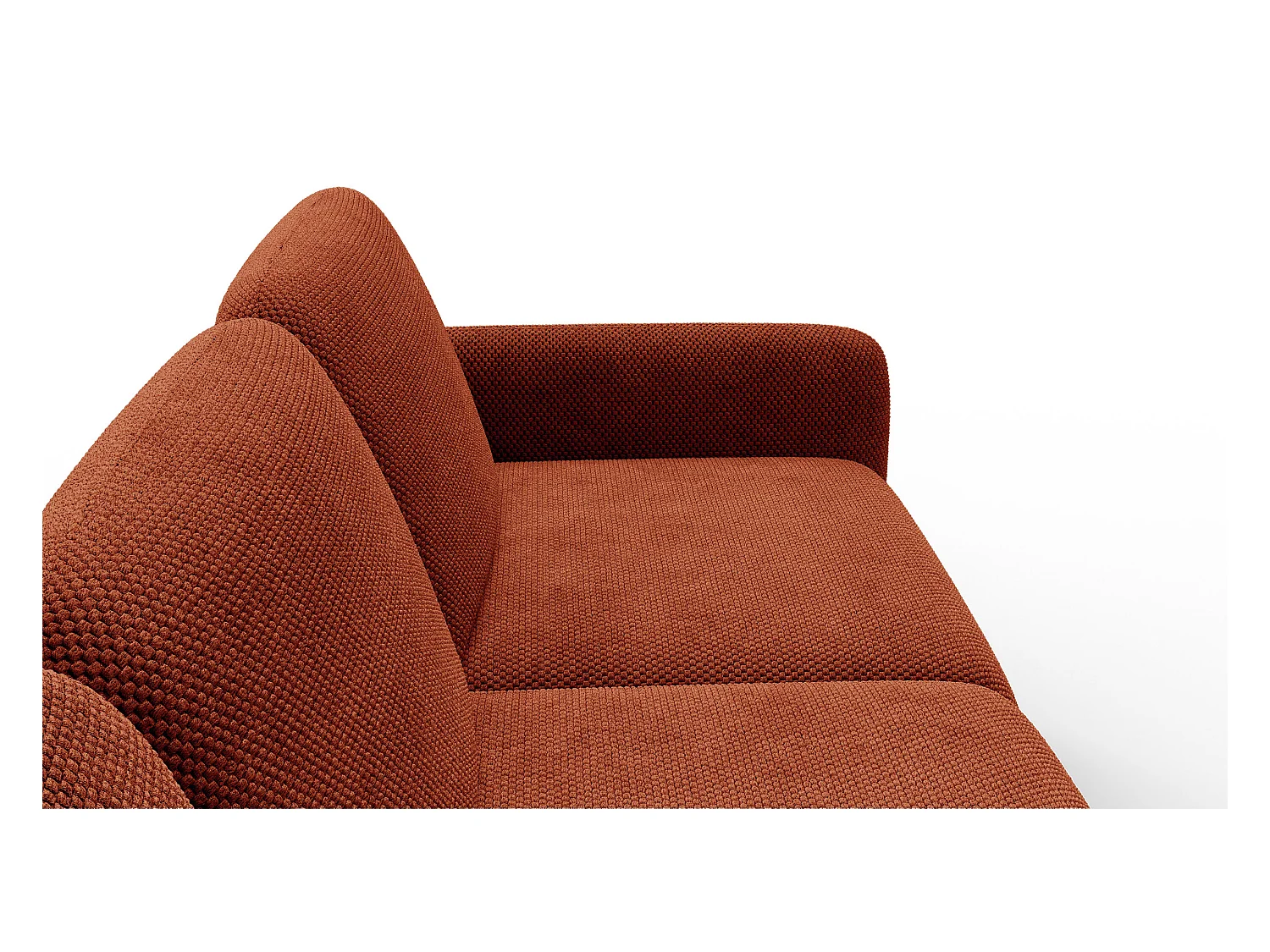 CANAPÉ D'ANGLE FEBE 5 places, tissu orange foncé