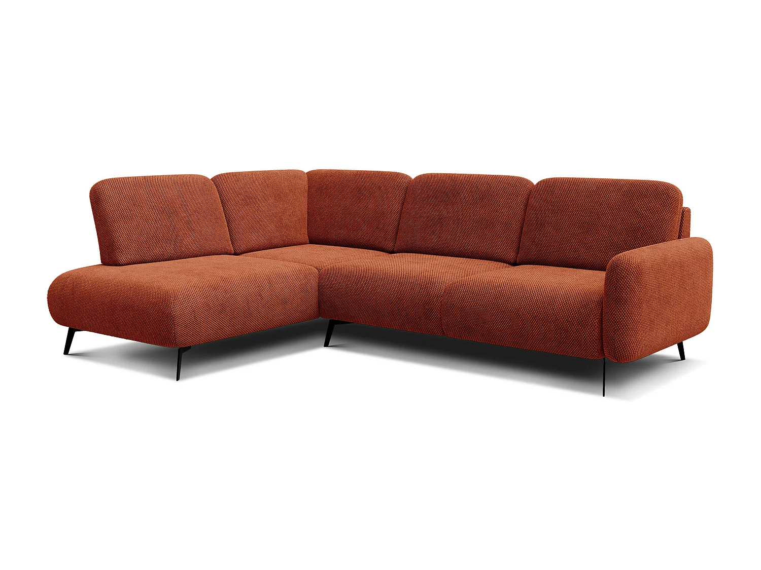 CANAPÉ D'ANGLE FEBE 5 places, tissu orange foncé