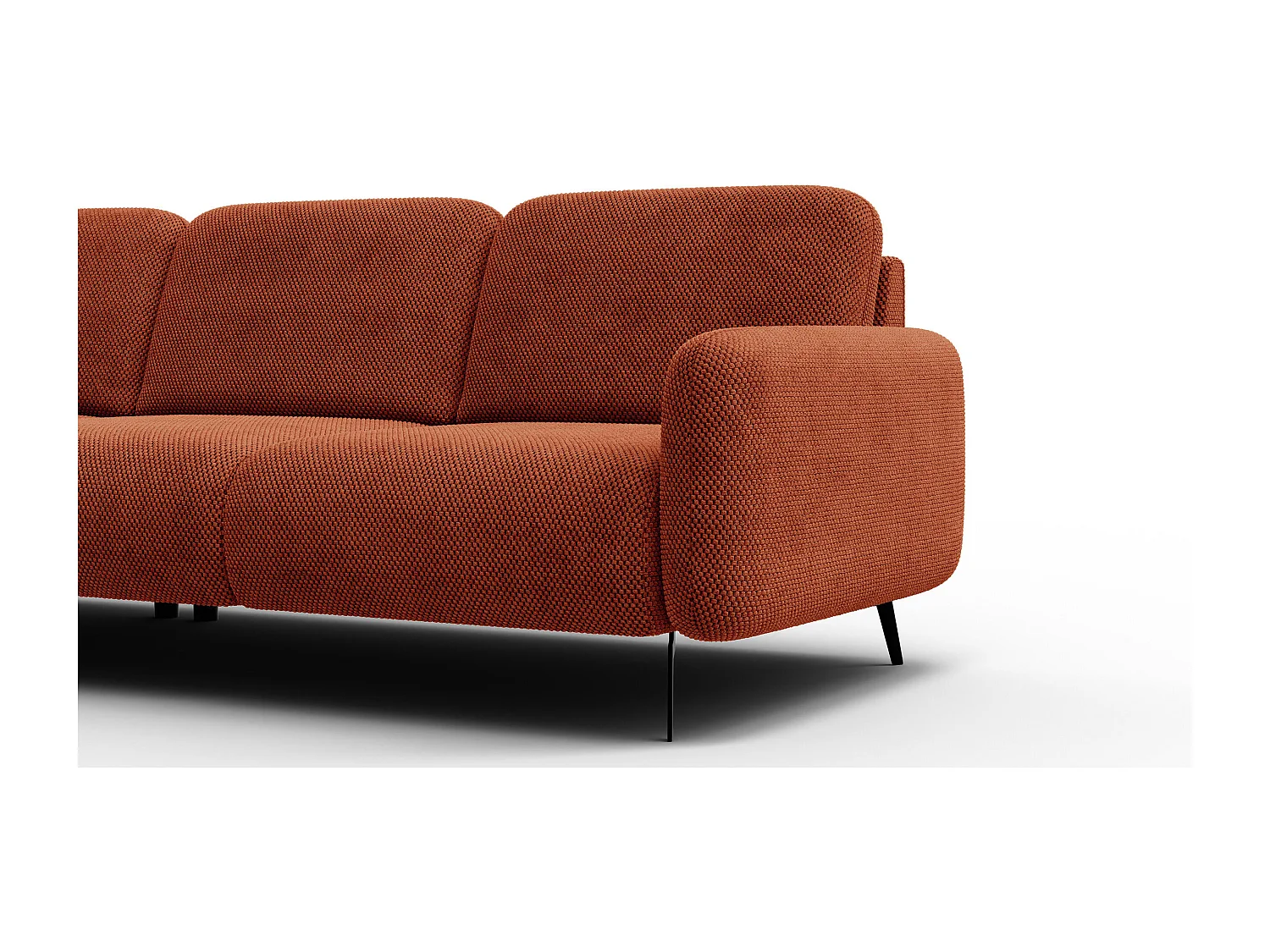 CANAPÉ D'ANGLE FEBE 5 places, tissu orange foncé