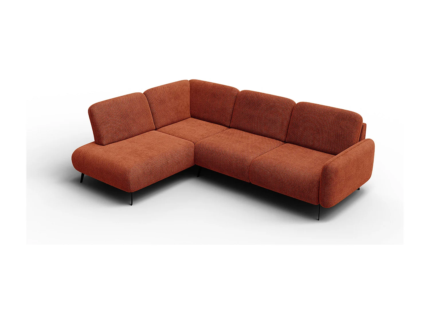 CANAPÉ D'ANGLE FEBE 5 places, tissu orange foncé