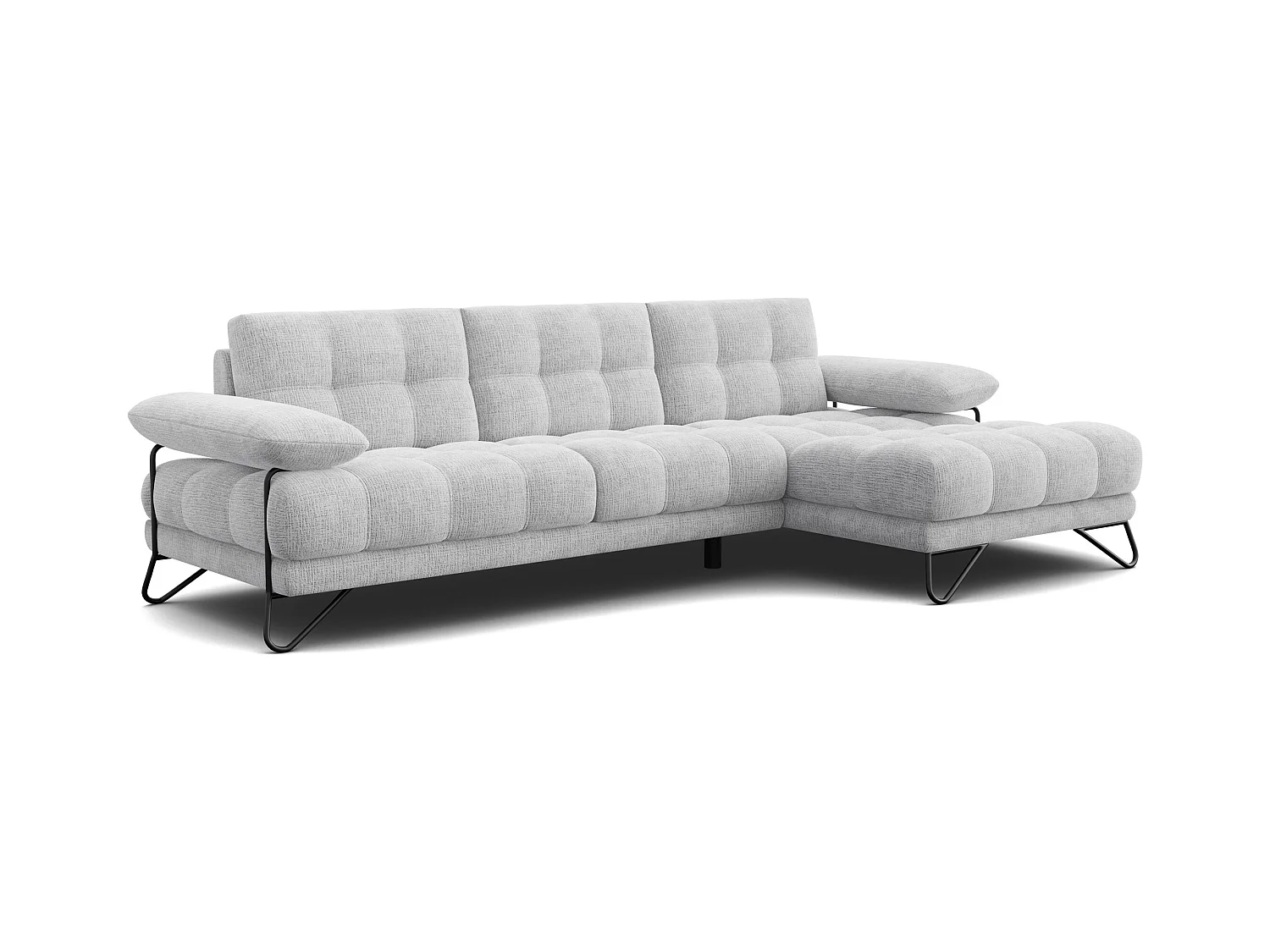 CANAPÉ D'ANGLE BUBBARA 4 places, tissu blanc