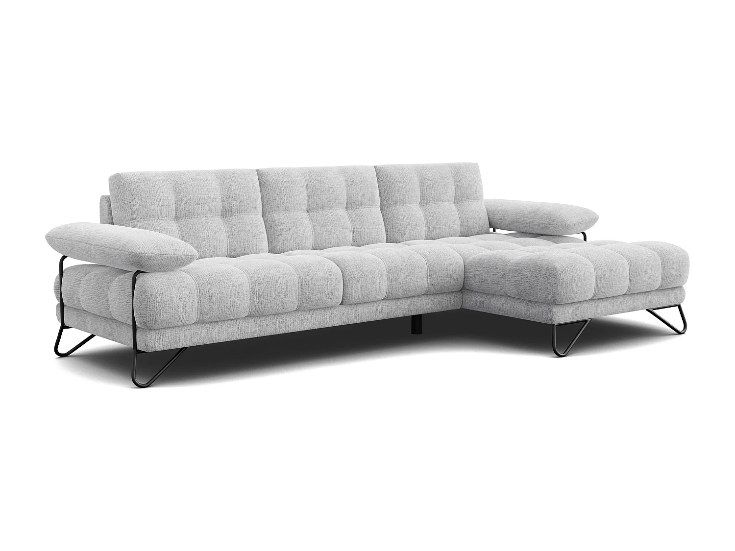 BUBBARA Ecksofa 4-Sitzer rechts, hellgrau