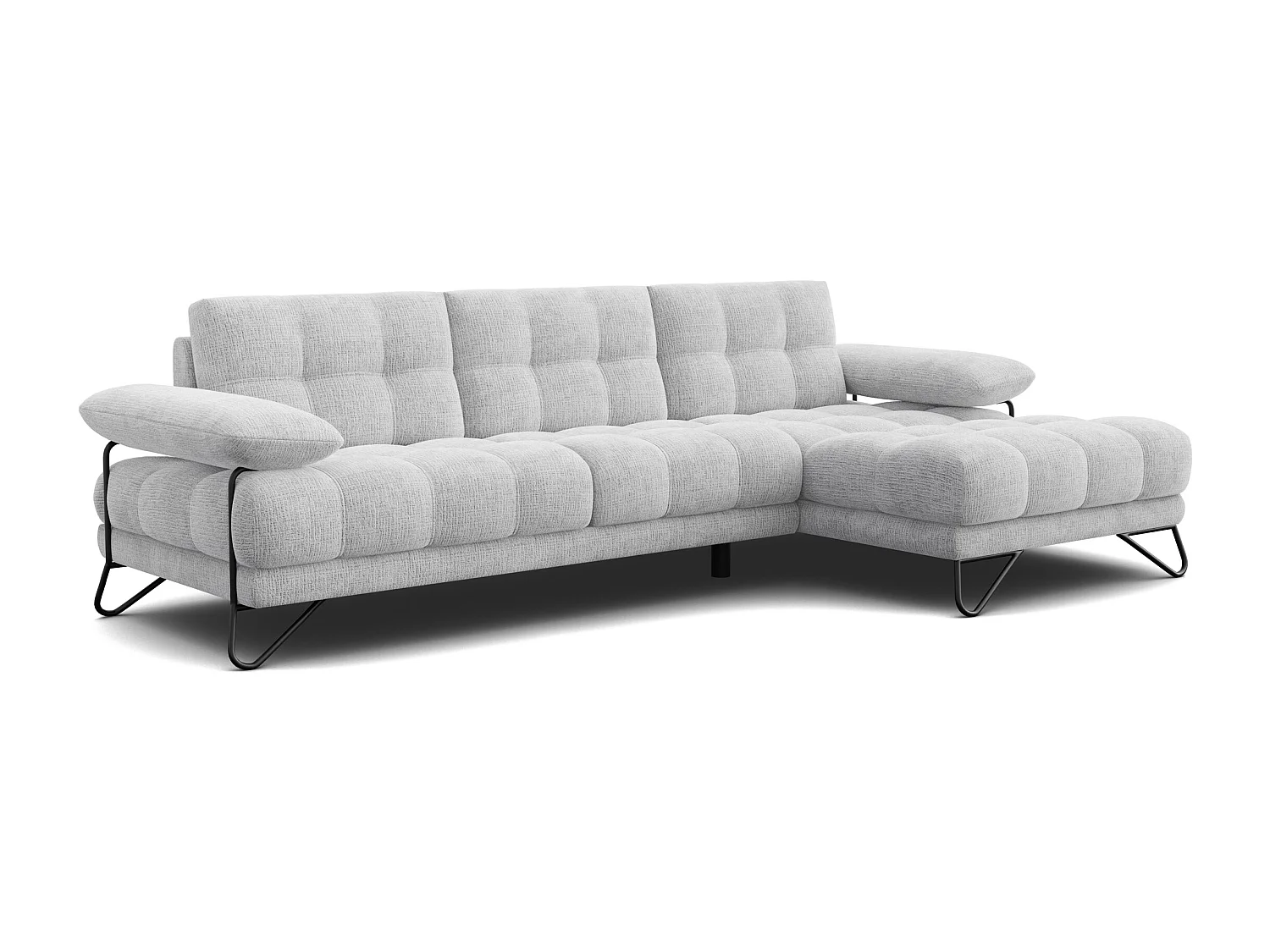 BUBBARA Ecksofa 4-Sitzer rechts, hellgrau