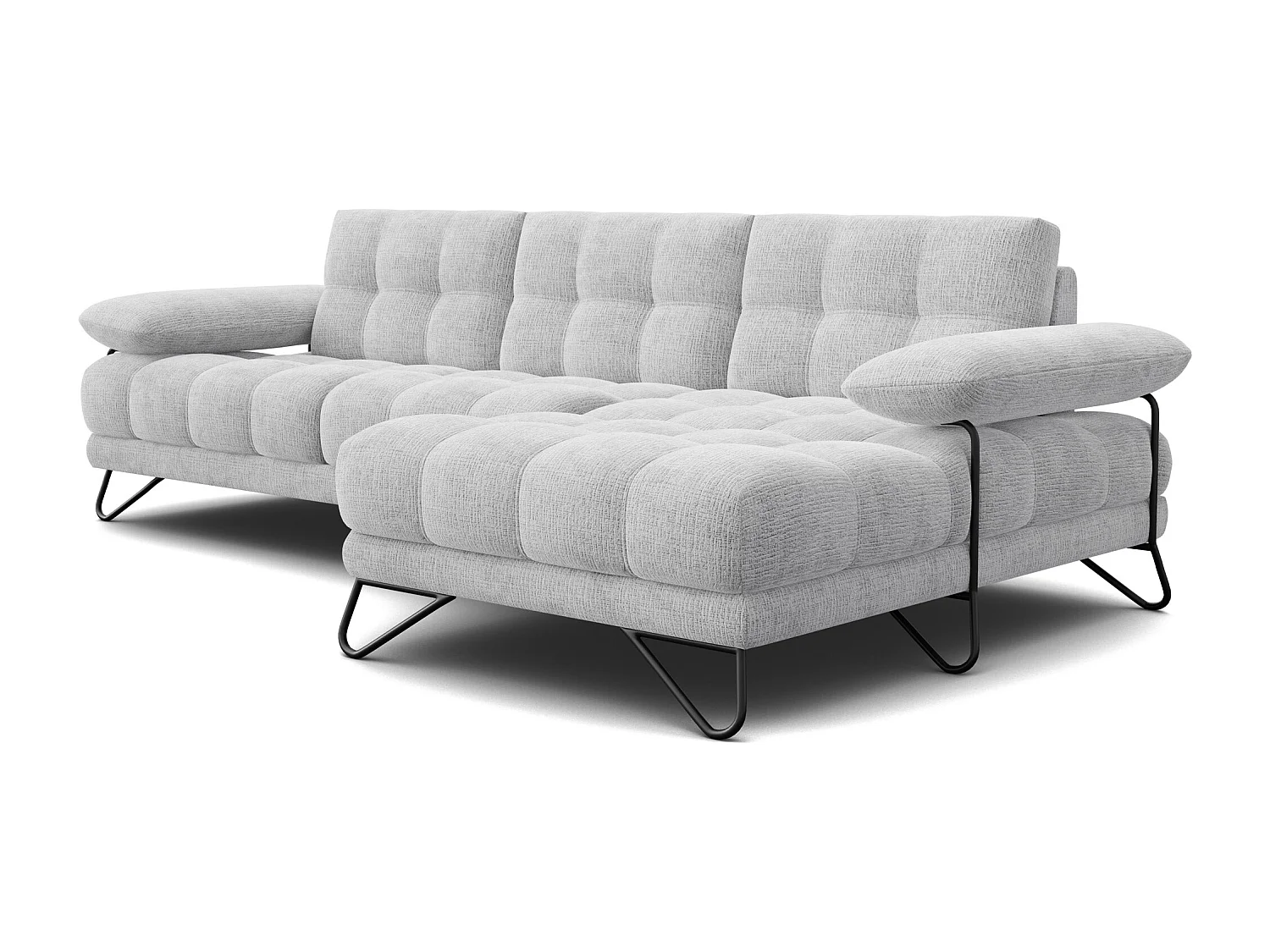 BUBBARA Ecksofa 4-Sitzer rechts, hellgrau